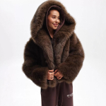 Talvine roosa kunstkarvane mantel Elegantne suur karvane kapuuts Naiste jakk Soe pl&uuml;&uuml;sist l&uuml;hike magus daami kunstkarvane mantel XXXL kohv