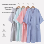 Naiste puuvillane hommikumantel: Imav, kiiresti kuivav ja hingav, ideaalne ilusalongidesse ja koduseks kasutamiseks. Blue Mid-sleeve Pure Cotton [Women] 154-352 lbs gray