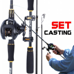 Casting Fishing Combo 2,1M/2,4M 4 otsaga s&uuml;sinikuheitega ritv ja 10+1BB 6,3:1 Baitcaster Reel Bassi komplektid 2.1M & Left Hand