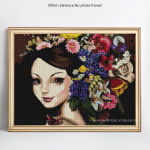 Stitch Rhinestones Mosaiik naine ja lill 5D DIY Teemantmaal Portree tikandid 20X30CM