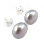 Les Tr&eacute;sors De Lily [K1118] - Boucles 'Perla' gris 8-9 mm hall