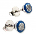 Les Tr&eacute;sors De Lily [K9432] - Boucles Argent 'Tania' bleu sinine