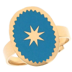Les Tr&eacute;sors De Lily [Q0734] - Bague cr&eacute;ateur acier 'Boho' turquoise dor&eacute; - 16x12 mm t&uuml;rkiissinine