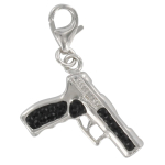 Les Tr&eacute;sors De Lily [Q4906] - Pendentif charm argent 'Pistolet' noir argent&eacute; (rhodi&eacute;) - 18x15 mm must