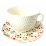 Les Tr&eacute;sors De Lily [N8496] - Tasse + soucoupe 'Vintage Design' beige rouge liberty - tasse 11x7 cm roheline