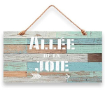 Les Tr&eacute;sors De Lily [Q4547] - Plaque bois 'Messages' turquoise beige (All&eacute;e de la joie) - 30x15 cm t&uuml;rkiissinine