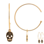 Les Tr&eacute;sors De Lily [R1154] - kullatud  Skull  r&otilde;ngask&otilde;rvar&otilde;ngad, must kuld - 25 mm - 10x8 mm must
