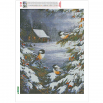 Teemantmaaling Talvine linnud Ristpistes Seinakunst N&auml;put&ouml;&ouml; Pilt kividest kingitus 20X30CM