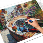 5D DIY Teemanttikandid Linn t&auml;isruudu teemantmaal Maastik Ristpistes T&auml;nava seinakaunistus Full Round 20X30CM