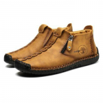 Ehtsast nahast meeste saapad Mood lukuga kingad Nahast meeste poolsaapad 46 kollane