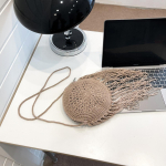 Yogodlns Fashion Round K&auml;sitsi kootud naise &otilde;lakott Suvereisid Ostlemine &Otilde;lgest rannakotid Tutid Naistele V&auml;ike k&auml;ekott 19*3*19cm khaki