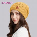 SOMALER Talvised m&uuml;tsid naistele Mood Kootud Kapotiga m&uuml;ts Moe Logo Kootud Nokam&uuml;tsid v&auml;lisuusam&uuml;tsi