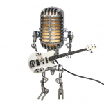 Robotlamp Retromood Mikrofon Peapidu Kodu Raudkitarri m&auml;ngimine Kaunistus Robot kujukeste m&auml;nguasi valge