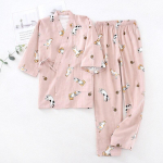 2025 uus seitsme varrukaga Jaapani stiilis kimono pidžaama komplekt naiste kevad ja s&uuml;gis 100% puuvillane marli koduriided armas armas kahep M