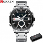 CURREN Fashion Sport Gold meeste digikellad roostevabast terasest kronograafiga Luminou LED meeste randmekell