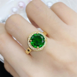 Bella Box uus temperament &uuml;mmargune roheline kujuga avamiss&otilde;rmus naistele tsirkoonist kihluspeole peen uhke ehe kingitus Adjustable Opening roheline