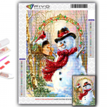 5D Teemantmaali J&otilde;ulupuu J&otilde;uluvana Lumemees Ristpistes Teemanttikandid Mosaiik Full Round 20X30CM