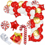 121 tk. r&otilde;&otilde;msate j&otilde;ulude &otilde;hupallide komplekt, punane roheline valge metallikkuldne konfetti lateks&otilde;hupall j&otilde;uluvana fooliumiga &otilde;hupallidega j&otilde;ulude uusaasta sisekujunduseks 121PCS