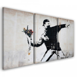 Kolmeosalise pildiga l&otilde;uenditr&uuml;kk Banksy Graffiti Art Flowers 60x40 hall v&auml;rv