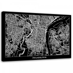 L&otilde;uendiprint Philadelphia linnakaart 60x40 must/valge