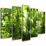 Viieosaline pildil&otilde;uenditr&uuml;kk Forest Leaves Green 100x70 roheline