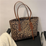 Naiste k&auml;ekott Leopard Print suures suuruses naiste k&auml;ekott Uus retro suure mahutavusega &otilde;lakott Trend Tekstuuriga Pendelk&auml;ekott k&auml;eshoitav kandekott One Size pruun