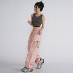 Y2K Streetwear Vintage Chic Cargo p&uuml;ksid naistele k&otilde;rge elastse v&ouml;&ouml;kohaga laia s&auml;&auml;rega sirge s&auml;rk naiste pungile jooksup&uuml;kstele S