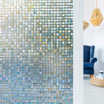 45x300cm akende privaatsuskile vitraažaknakile mosaiik, staatiline klammerduv dekoratiivne aknavin&uuml;&uuml;l, eemaldatav vikerkaareakna toon