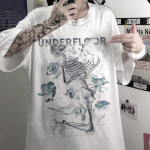 Gooti T-s&auml;rk naiste skelettprinteriga Grunge Esteetiline gooti T-s&auml;rk Tume Edgy Mood T&auml;navar&otilde;ivad Graafiline T-s&auml;rk Unisex Paaritopsid XS valge