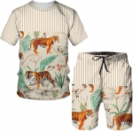 Meeste T-s&auml;rkide komplekt Mood 3D Graffiti Print Top ja l&uuml;hikesed p&uuml;ksid Spordir&otilde;ivad Spordidress Meeste T&auml;navahiphopi suver&otilde;ivaste komplekt S