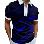 Casual Lapel T-s&auml;rk Noorte Meeste Mood T&otilde;mblukuga T-s&auml;rk L&uuml;hikeste varrukatega T-s&auml;rk Meeste 3D Blue Radiance Print T-s&auml;rk XS must