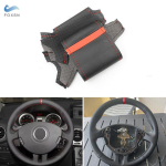 Car Steering Wheel Cover Leather Trim For Renault Clio 3 RS 2005 2006 2007 2008 2009 2010 2011 2012 2013 Black with red gray