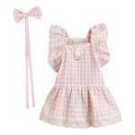 Suvised Koerariided Vibu peakate R&auml;ssidega varrukatega pitsist &auml;&auml;ris Pullover Elegantne riietus Pehme ruuduline kleit Lemmikkass Kahe jalaga riided Kutsika kost&uuml;&uuml;m XS roosa