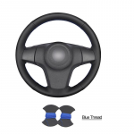 K&auml;sitsi &otilde;mmeldud must PU kunstnahast roolikatte punutis Opel Corsa D Chevrolet Niva Lada 3-kodaralisele 2006 Rubber SteeringWheel