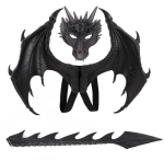 Lapsloomad Draakon Dinosauruste Cosplay Kost&uuml;&uuml;m Halloweeni Cosplay Aksessuaarid Rekvisiidid Peom&auml;ng Rollim&auml;ng Dinosaurus Dinosauruste tiivamaski komplekt Option 1 black