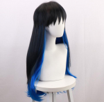 Hashibira Inosuke Cosplay Deemon Slayer Kimetsu No Yaiba Must Sinine Ombre Kuumakindlad Juuksed Meeste Naiste Rollim&auml;ng Kost&uuml;&uuml;m Parukad 80CM sinine