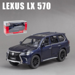 1/32 m&otilde;&otilde;tmetega Lexus LX570 maastikusulamist survevalatud automudel, tagasit&otilde;mmatav metallist s&otilde;iduki m&auml;nguasi heli ja valgusega 6 avatud ust lastele t&auml;iskasvanutele m&otilde;eldud kingituste kollektsioon 1/32-16x7x6cm sinine