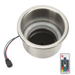 LED-tassi aluse sisestus kaugjuhtimispuldiga roostevabast terasest auto RGB topsihoidja 20 cm juhtmega paadijahti RV jaoks black