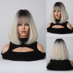 Naiste 35 cm juuksesimulatsioon Juuksed Beež Valged Juuksed L&uuml;hikesed Juuksed L&uuml;hikesed Sirged Juuksed Roosijuuksed V&otilde;rkpeakatted T&auml;ispeakatted Natural Reality Parukas 35cm 13.77INCH antiikne valge v&auml;rv