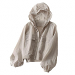 Naiste s&uuml;gismantel kapuutsiga &uuml;hev&auml;rviline pikkade varrukatega t&otilde;mblukk lahtised taskud elastne mansett &otilde;huke pehme hingav l&uuml;hike mantel L roosa