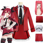 Anime DATE A LIVE Kotori Itsuka Cosplay Punane Mantel S&auml;rk Seelik Lips V&ouml;&ouml; Parukas Armas Kooli JK Vorm Halloween T&auml;iskomplekt Kost&uuml;&uuml;mid L-(Costume+Wig)