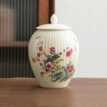 Hiina keraamika tee Caddy lille- ja linnumustriga suletud s&auml;ilituspaak reisitee kott k&ouml;&ouml;gi maitseainekonteinerid kommikanister A 12x17cm 900ml