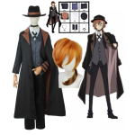 Bungo hulkuvad koerad 4. hooaeg Nakahara Chuuya Cosplay kost&uuml;&uuml;m Mantel Anime Bungou riided XS-(Full set+wig) gray