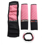 3 tk Blingi nahast Rhinestone'ist auto rooli kate ja &otilde;lapalju, roosa