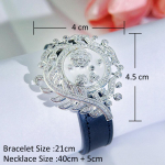 CMM 1-osaline Imeilus Pave CZ tsirkoonroosi lilled ripats kaelakee k&auml;ekell nahast v&ouml;&ouml; k&auml;ev&otilde;rud mitmel viisil kantavad ehted h&otilde;be