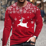 J&otilde;ulustiilis 3D Prinditud Suvine meeste O-kaelusega T-s&auml;rk vabaaja pikkade varrukatega T-s&auml;rk Moodne pullover Trend Meeste r&otilde;ivad XS