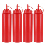 4 tk k&ouml;&ouml;gi plastikust maitseainete jaotuspudelid kaanega Multifunktsionaalne pigmendiga pigistatud pudel 250 ml BPA 250ml punane