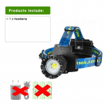 4 s&uuml;damikuga 120 W LEDid V&otilde;imas esilatern, laetav esilamp 3 režiimiga veekindel peaga taskulamp, pikk kasutusala, 1500 m Without batteries charger