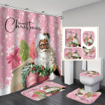 4 tk J&otilde;uluvana du&scaron;ikardina komplekt Veekindel 12 konksuga du&scaron;ikardin Vannitoa matt U-kujuline tualettmatt WC kaanepadi 4Pcs