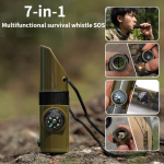 V&auml;lik&auml;mping Seitse-&uuml;hes multifunktsionaalne vile elluj&auml;&auml;misvile elup&auml;&auml;stev vile kompassi termomeeter 7-in-1 armee roheline v&auml;rv